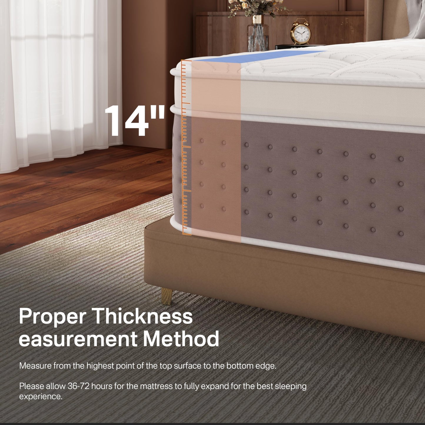 California King Mattress, 14 Inch Luxury Hybrid Cal King Mattress in a Box, Cooling Gel Memory Foam & Pocket Springs, Pressure Relief, Medium Firm, Edge Support, Fiberglass-Free, 365-Night Trial
