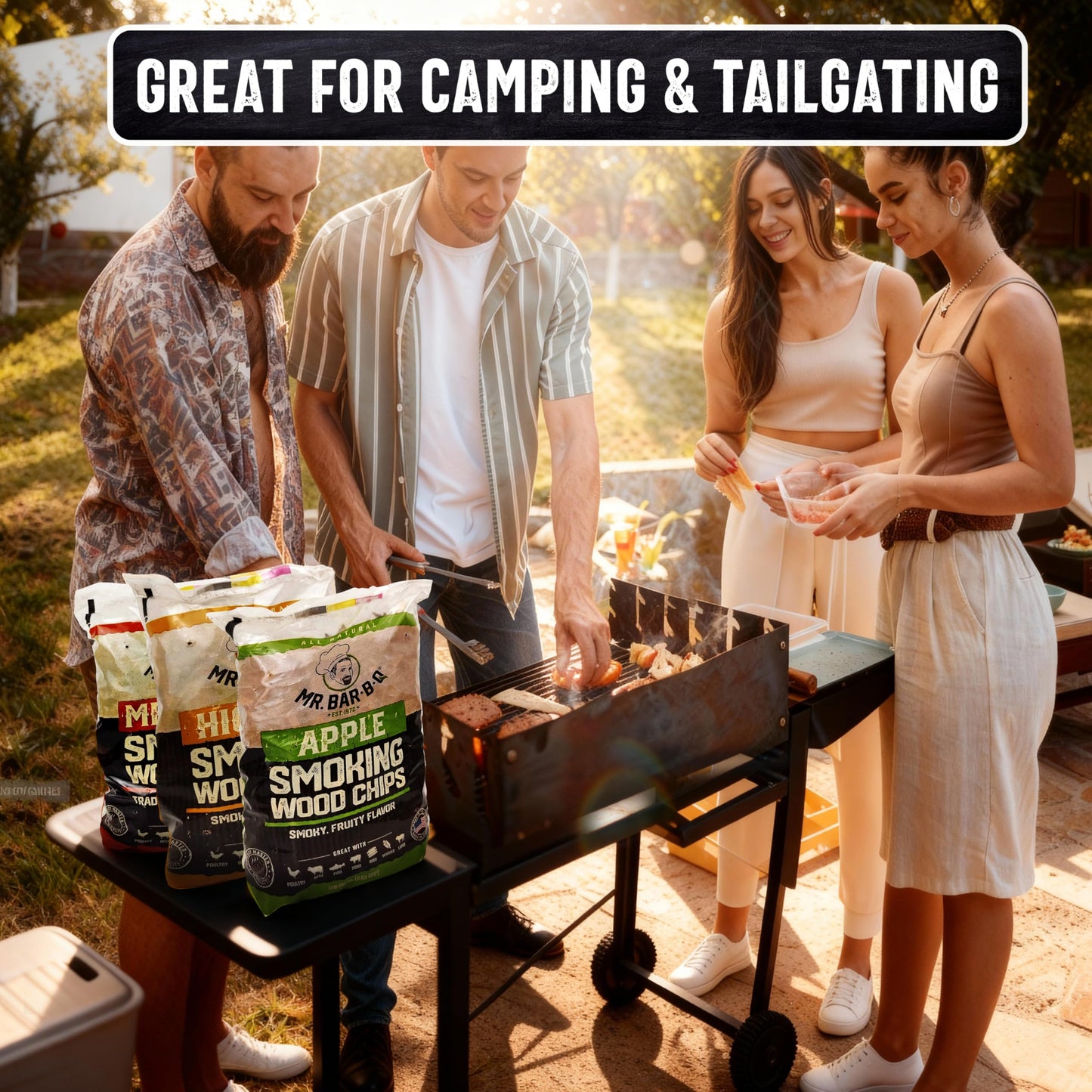 Wood Smoker Chips Bundle of 3 Flavors - Apple, Mesquite & Hickory Wood Chips by Mr. Bar-B-Q, Can be Used on Gas & Charcoal Grill, Variety of Flavors for Smokers, Grilling, BBQ, Camping(3 x 1.8 Lb Bag)