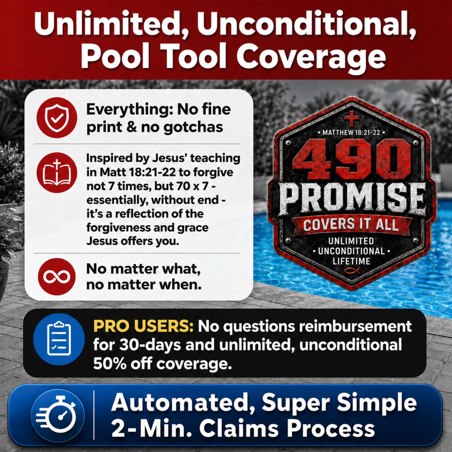 ProTuff 490 Promise 17.5in Pro Pool Silt Net, Fine Mesh, Cloudy Water