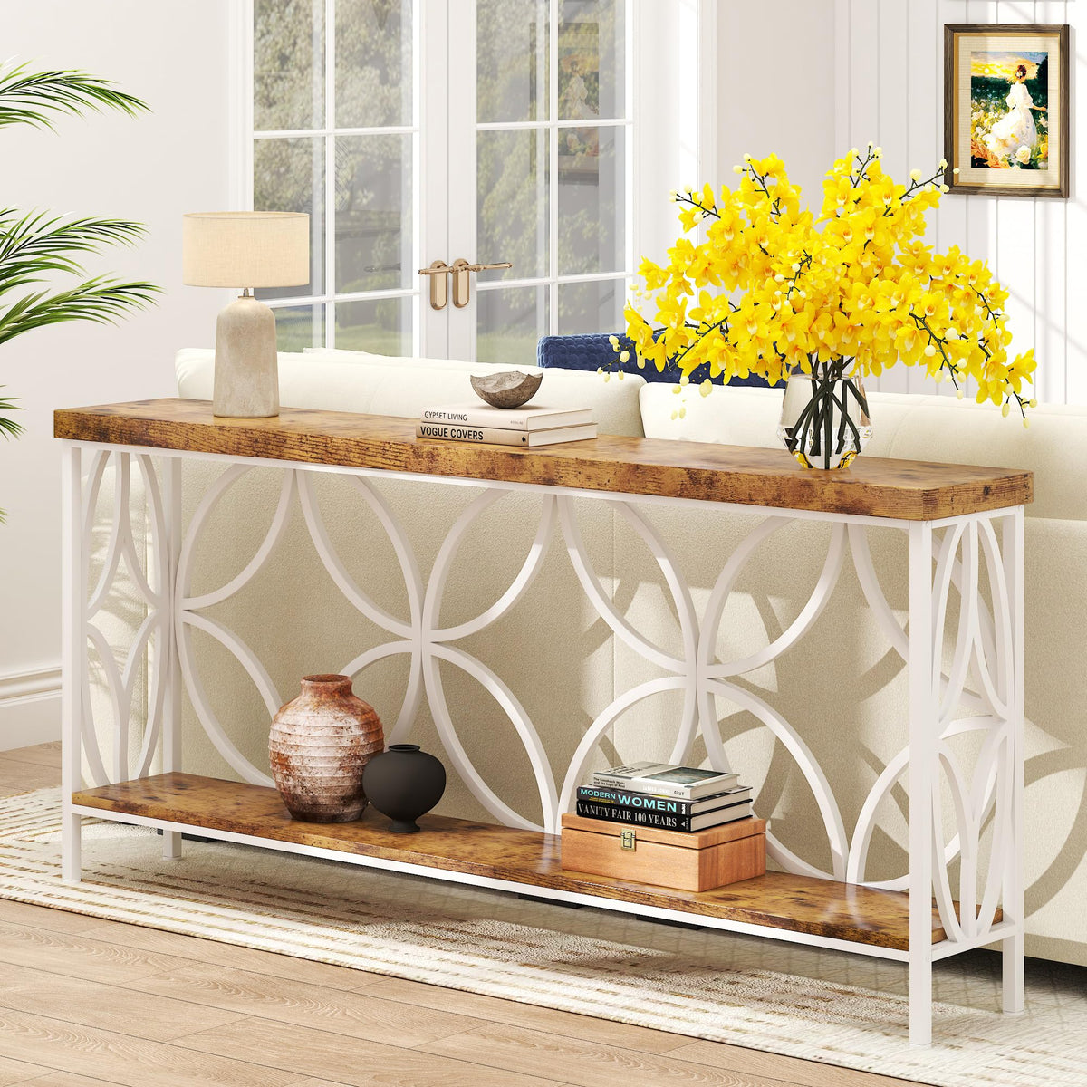 70.9 inch Extra Long Sofa Table, Industrial Console Table Behind Couch