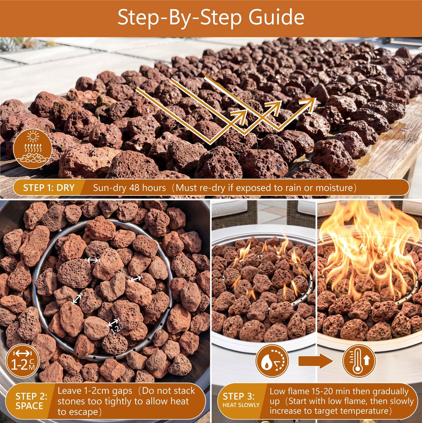 NUPICK 10lb Red Lava Rocks for Fire Pit, Volcanic Rock for Fireplace