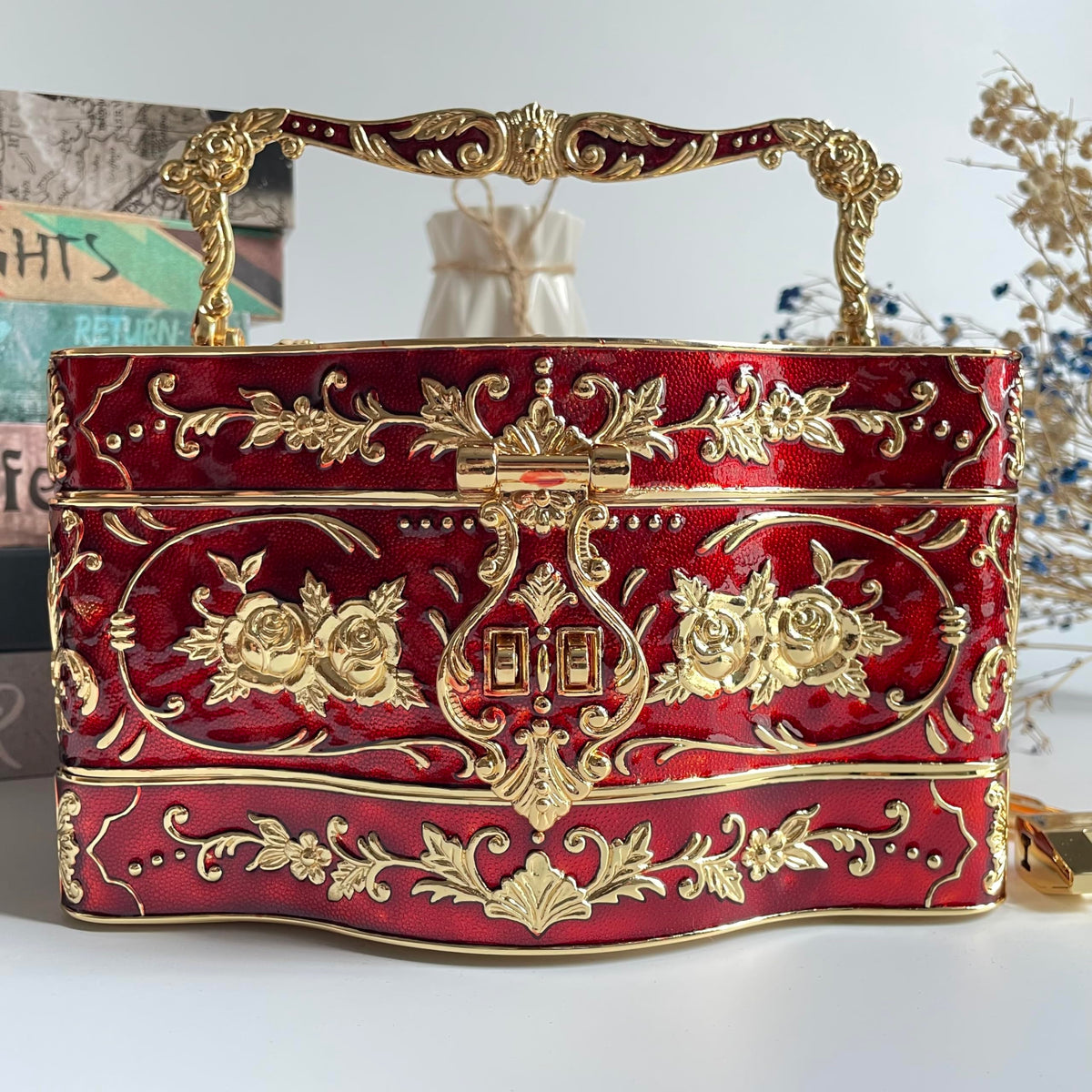 Truewon Vintage Jewelry Chest Rose Pastoral Metal Box Gem Case