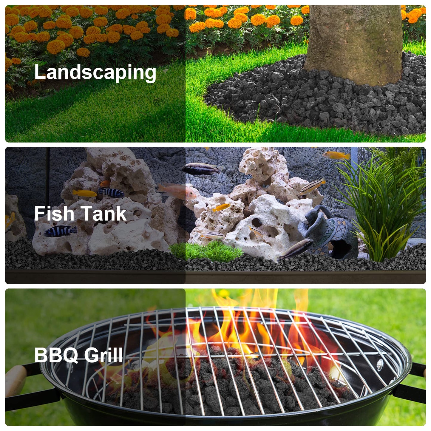 Stanbroil Black Lava Rock Granules, Decorative Rock 10 Pounds (0.1"-0.2")
