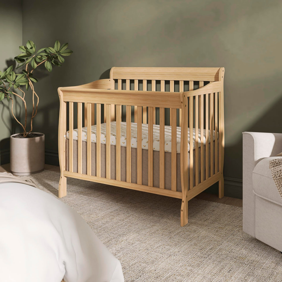 Dream On Me 4-in-1 Mini Baby Crib for Small Spaces, Aden, Natural