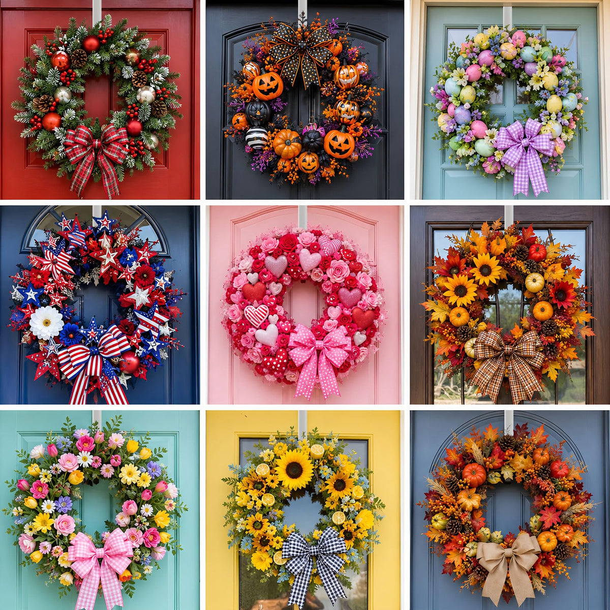 2 Pack Wreath Hangers for Front Door Christmas Decor, Over the Door Hooks