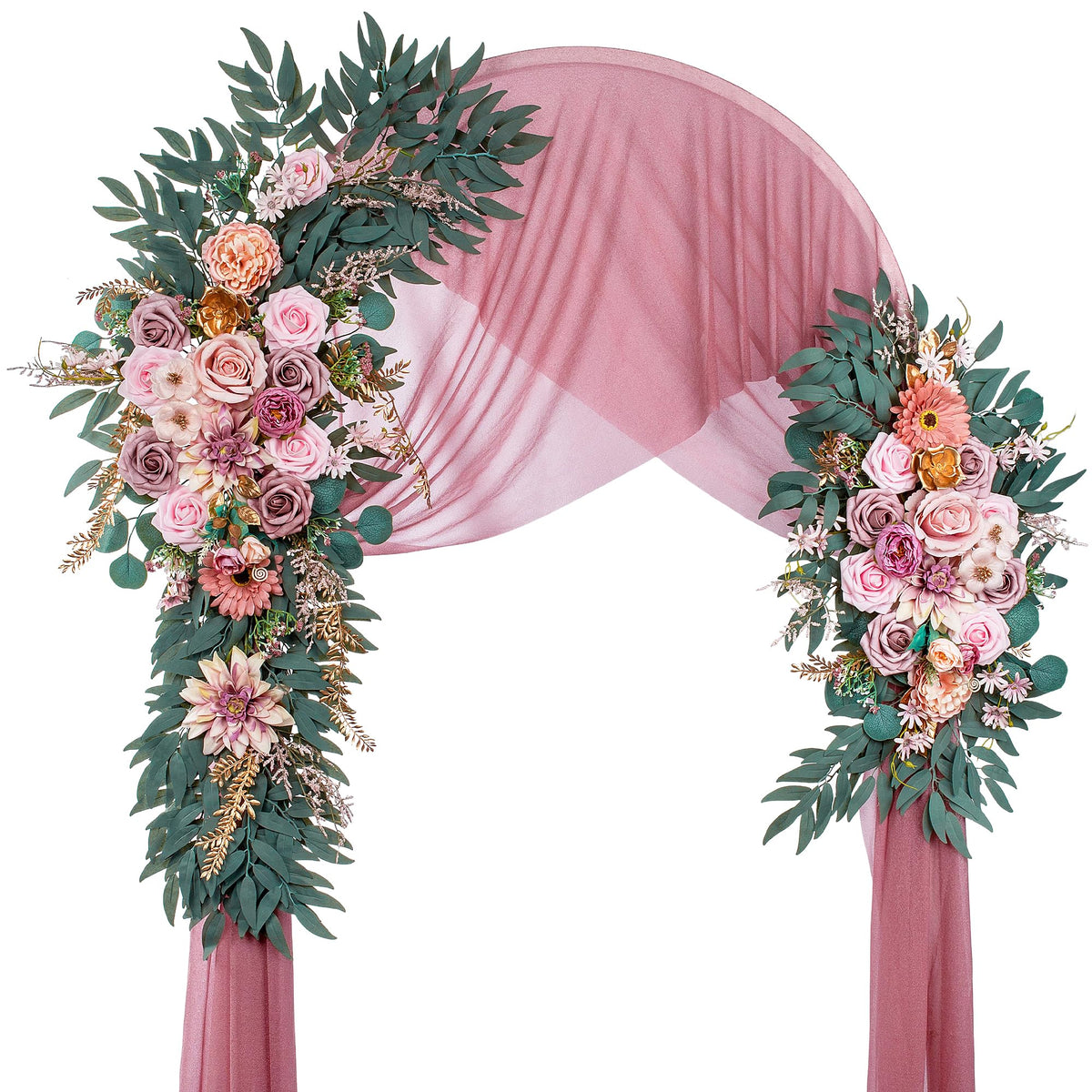 Lisuun Artificial Wedding Arch Flowers, 2 Large Floral Swags