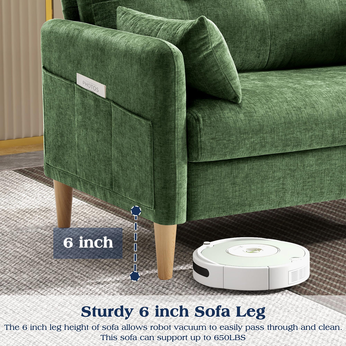 Hanherry Loveseat Sofa, 47” Small Couch for Living Room, Comfy Chenille Fabric Love Seat for Bedroom with Throw Pillow,Removable Cushion Cover,Couches for Small Space,Apartment,Dorm