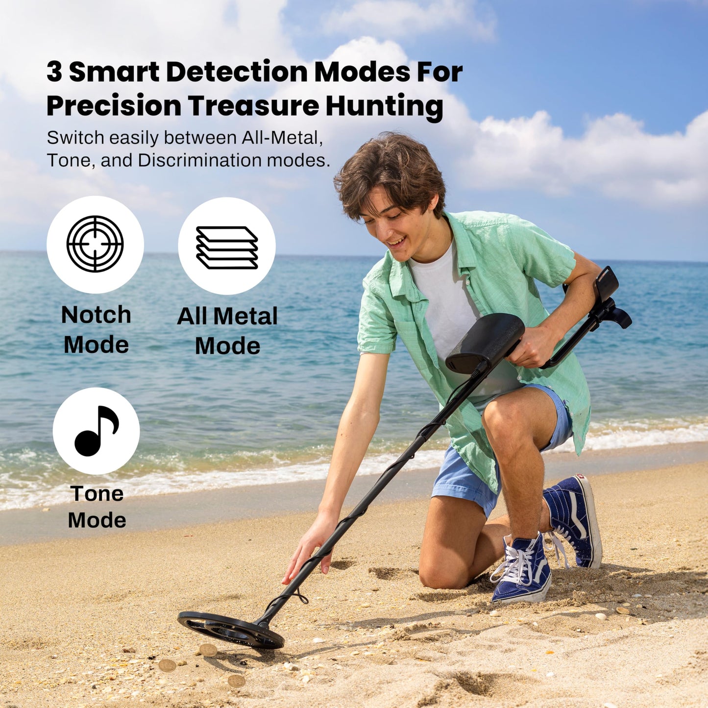 Bounty Hunter TK4 Tracker IV Metal Detector – All-Terrain Gold, Silver, Coin & Relic Finder with 8" Waterproof Coil, 3 Detection Modes – for Adults & Kids – Made in USA