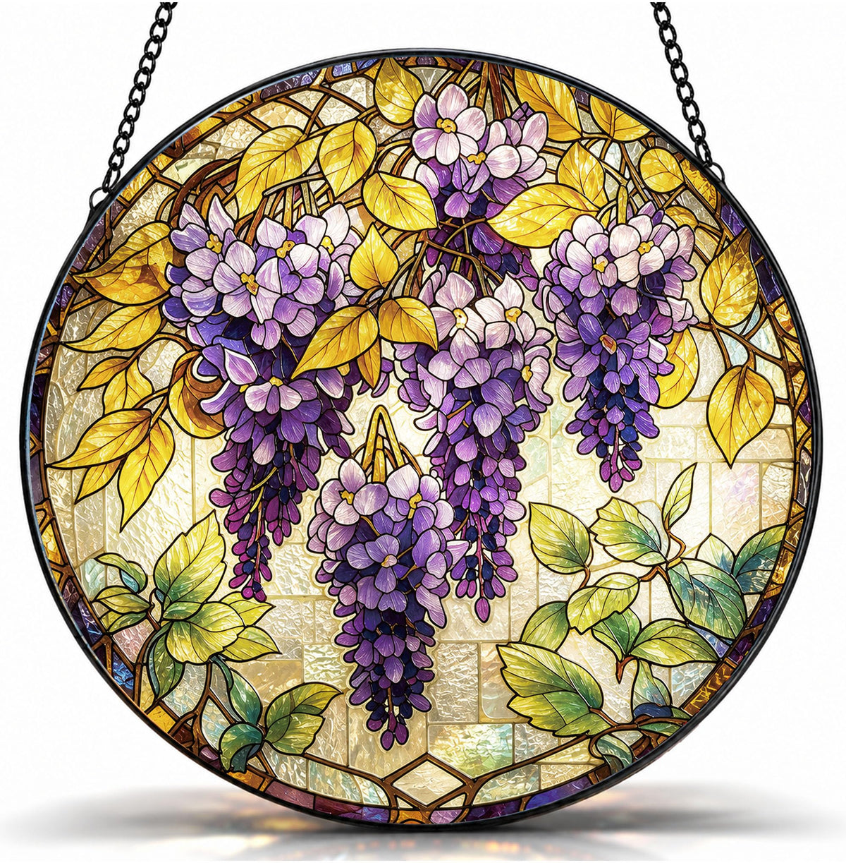 Wisteria Flower Stained Glass Window Hanging
