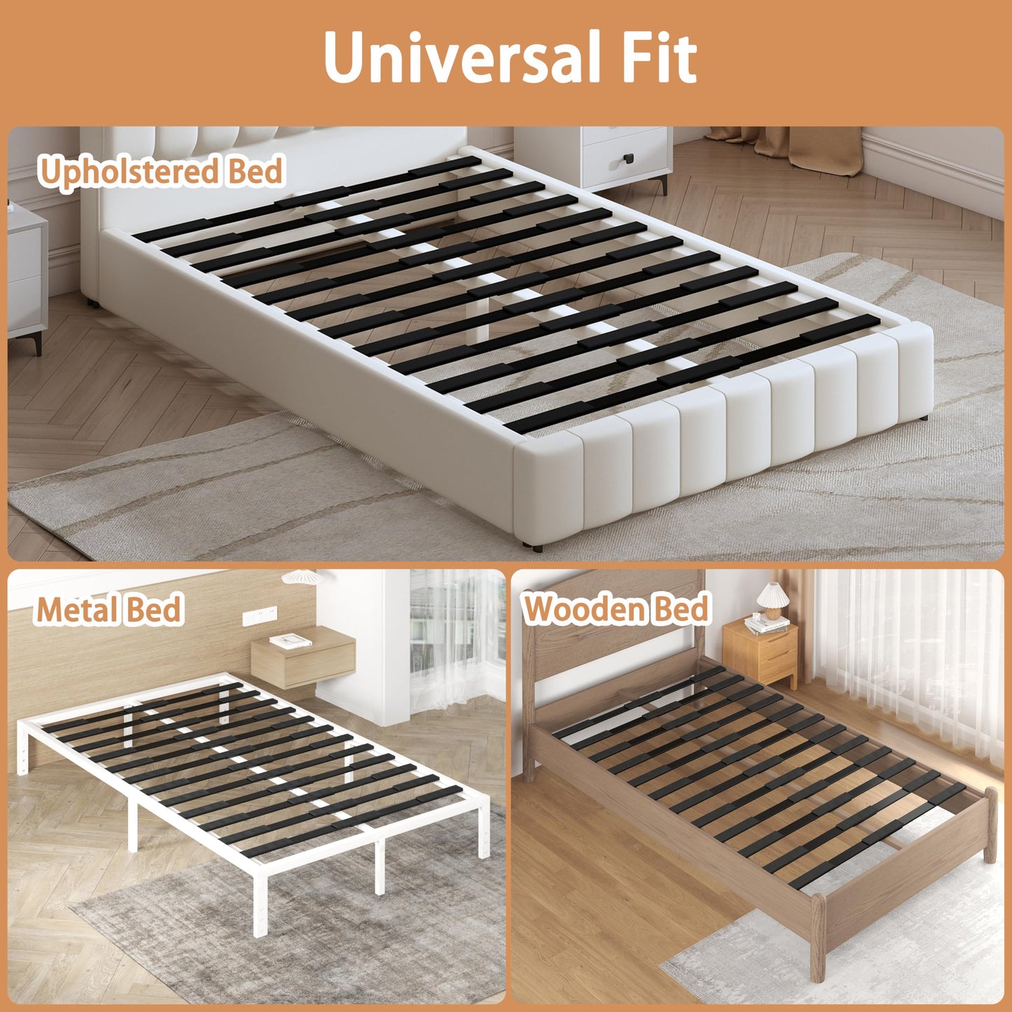 Debercu Queen Bed Slats Metal Universal Replacement Adjustable Slat Length