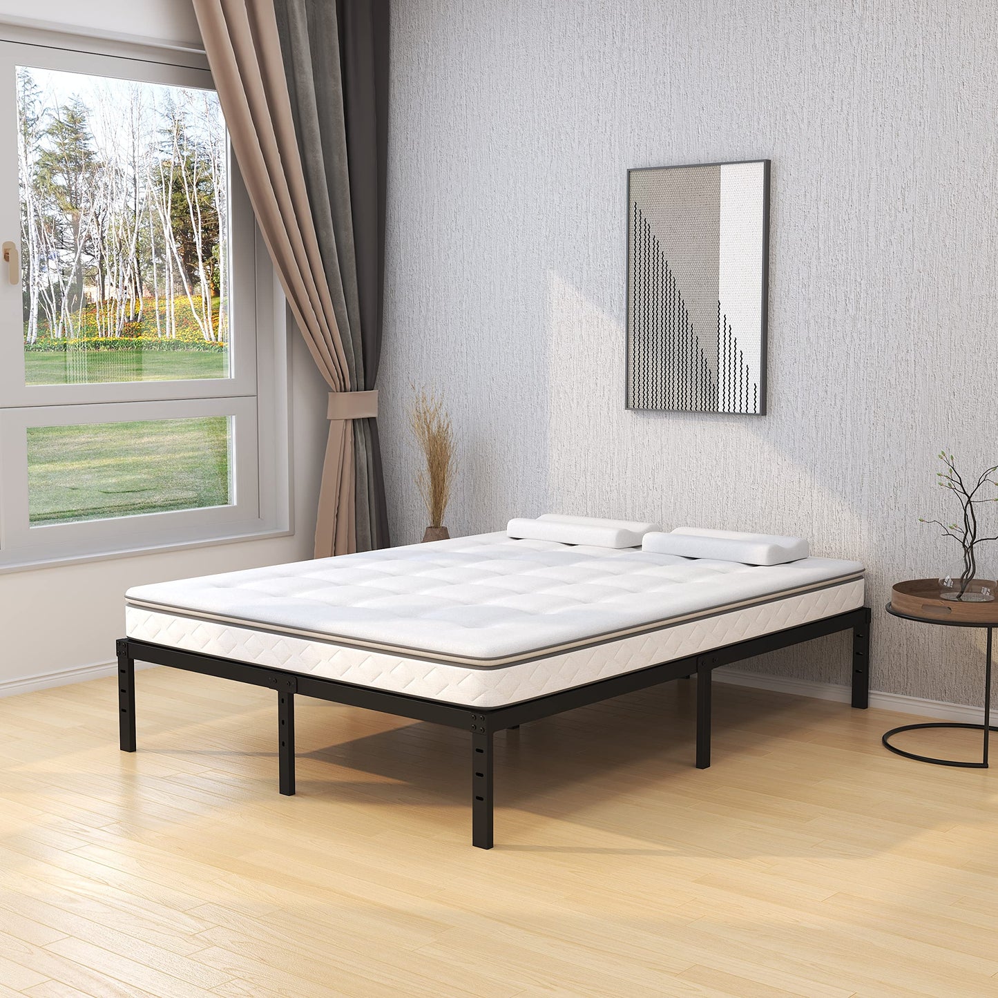 Upcanso 16 Inch California King Bed Frames No Box Spring Need, Platform Cal King Bed Frame with 14 Inch Storage, 3500 lbs Heavy Duty Metal Slats Support, Easy Assembly Mattress Foundation