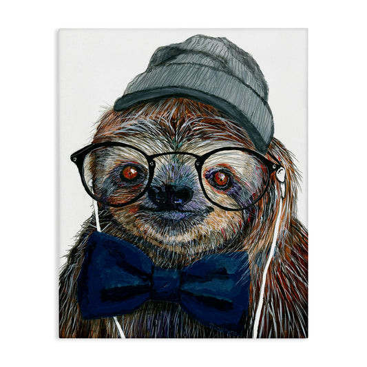 Stupell Industries Modern Sloth Funny Animal Portrait Drawing Canvas Wall Art, Multi-Color