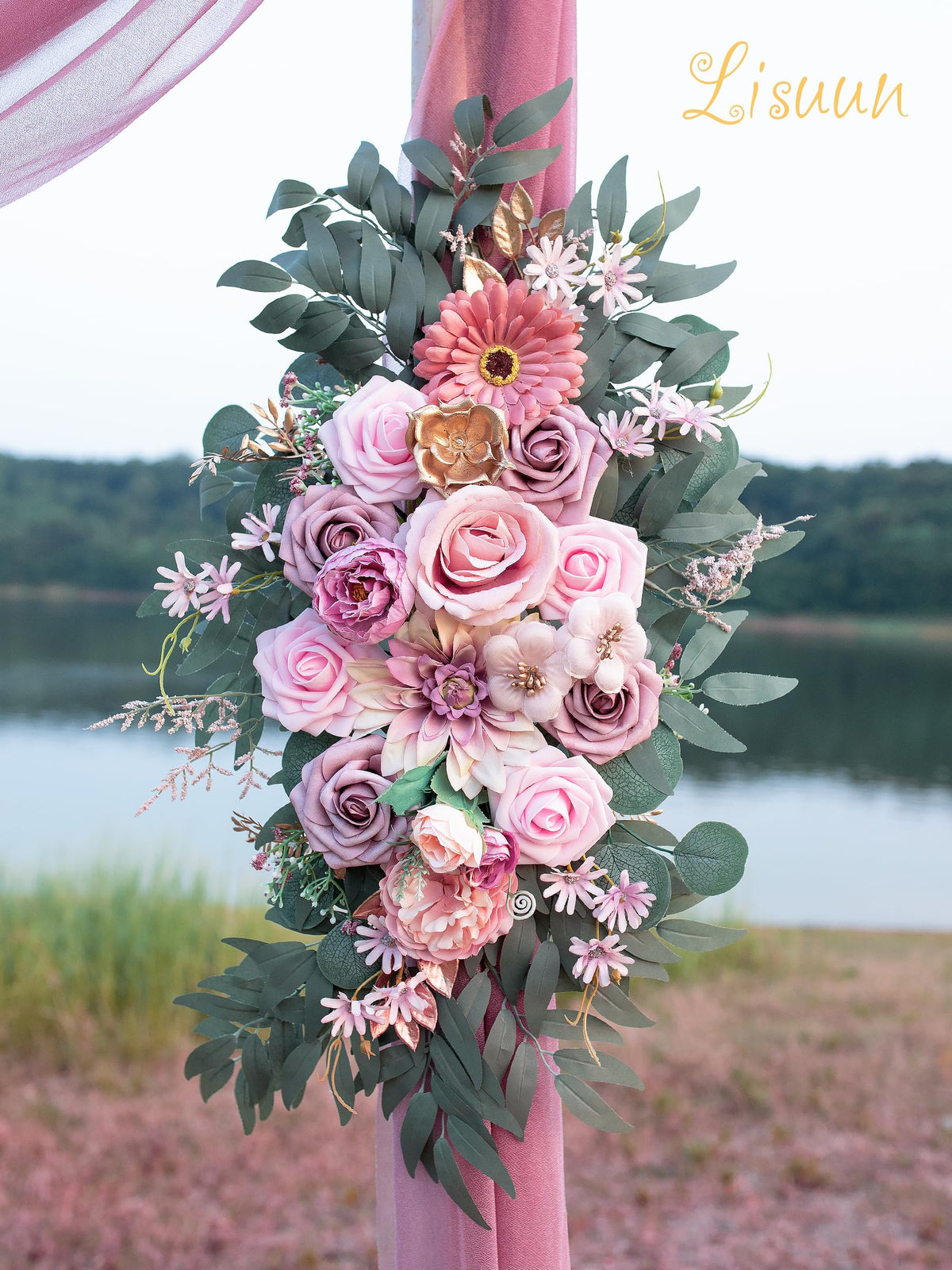 Lisuun Artificial Wedding Arch Flowers, 2 Large Floral Swags