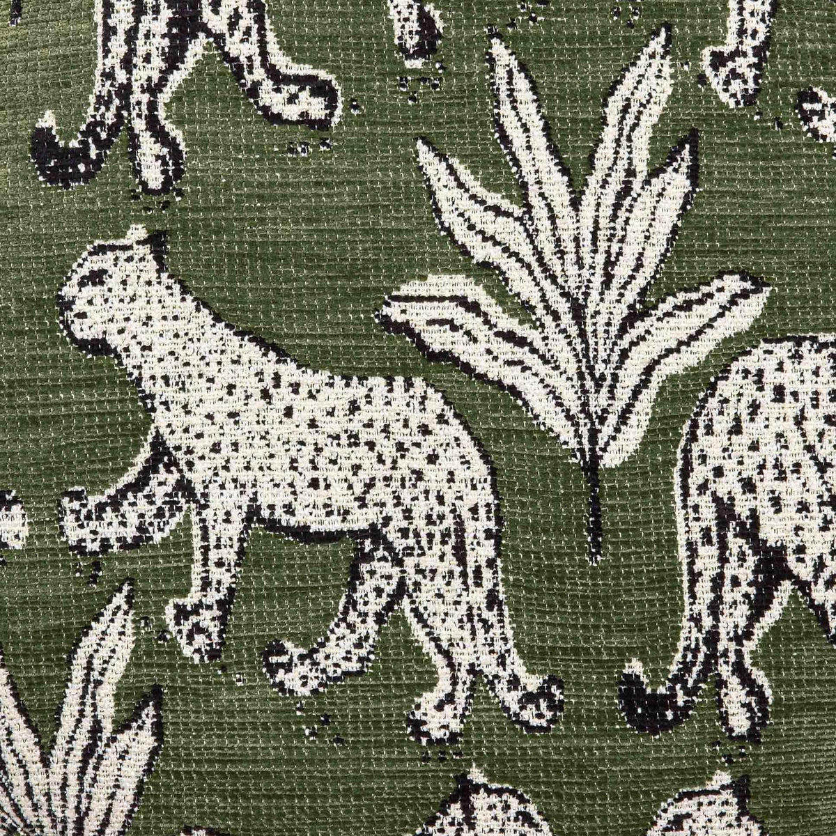 TOV Furniture Dex Small Round Ottoman, Leopard Jacquard, Olive Green