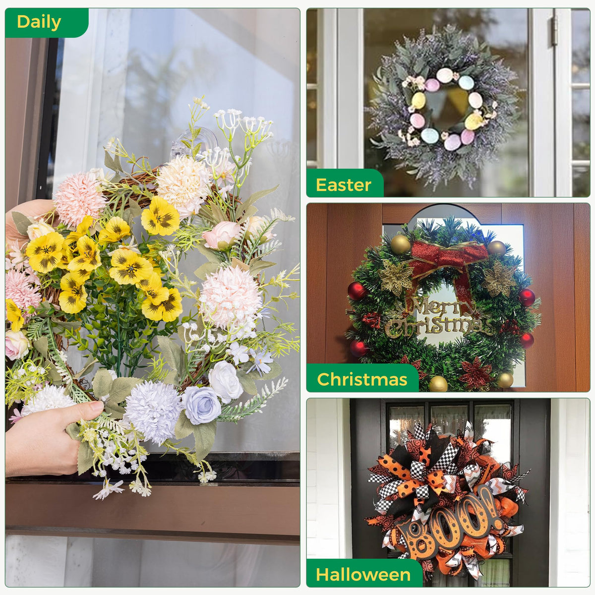 ANDGOO Suction Cup Hooks for Door Wreaths, Wreath Hangers for Front Door