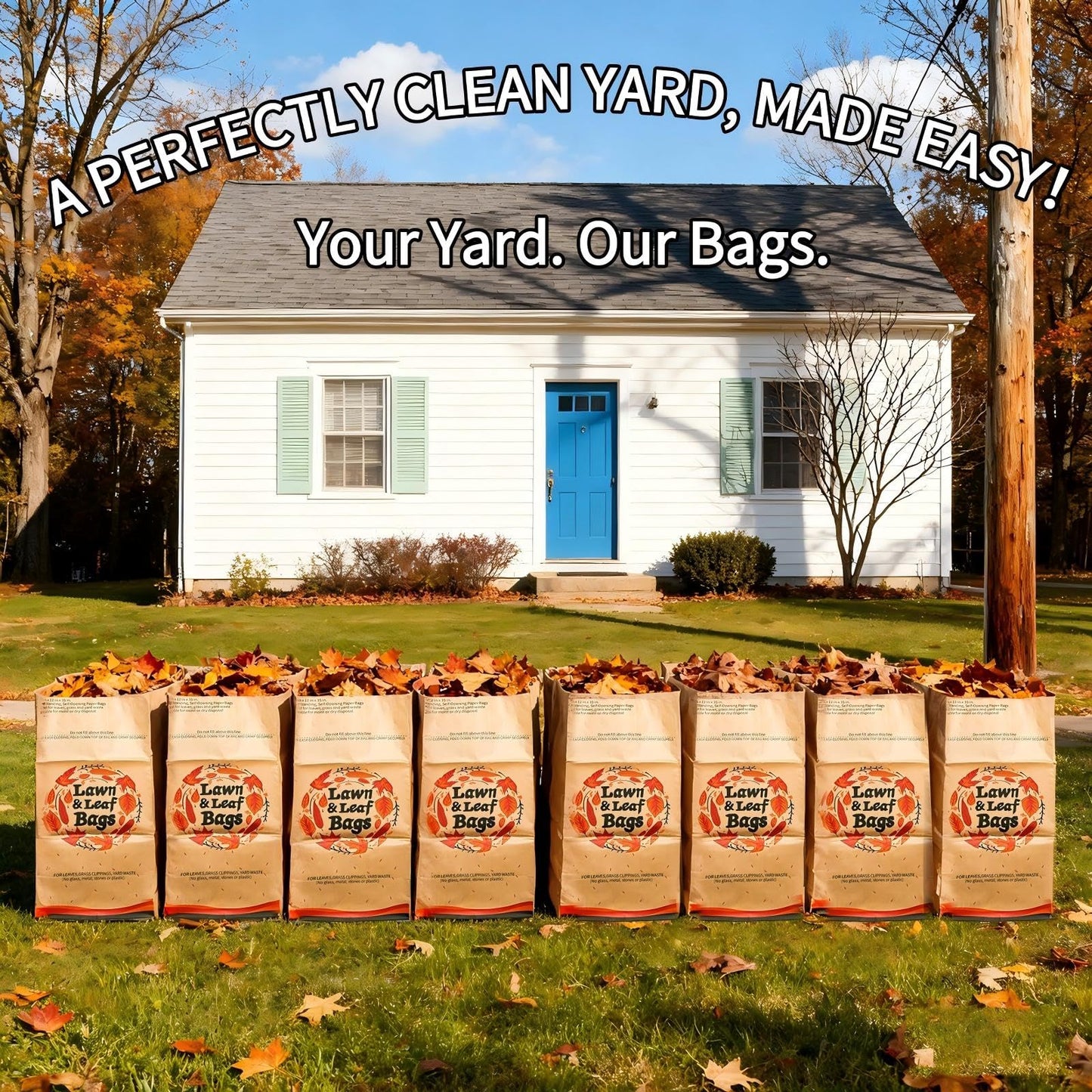 Mezchi 10 Pack 30 Gallon Lawn and Leaf Bags, 2-Ply Heavy Duty Yard Waste Bags, Brown Paper Lawn and Refuse Bags, Large Trash Bag for Home, Garden, Landfill, Tear Resistant and Self Standing