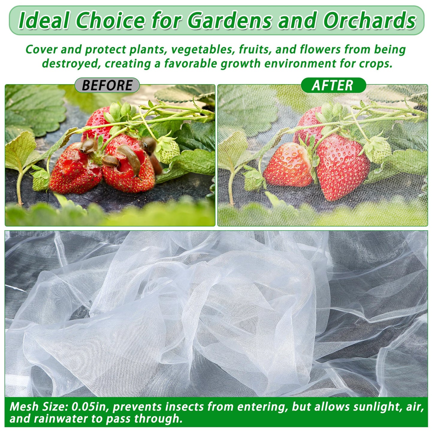 2 Pack Garden Netting for Raised Beds, 6x3 FT Mesh Plant Covers with Drawstring for Garden Protection, Raised Bed Bird Netting Pest Barrier Screen for Protecting Vegetables Fruits Flowers Crops