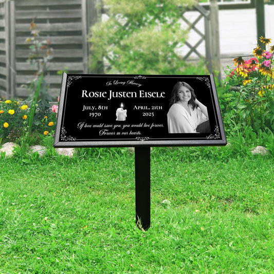 Personalized Human Memorial Stones, Grave Markers for Cemetery for Humans, Headstones for Graves, Bereavement Garden Stones, Gifts for the loss of Loved One or Pet, Commemorative Plaque (HM01-Style 1)