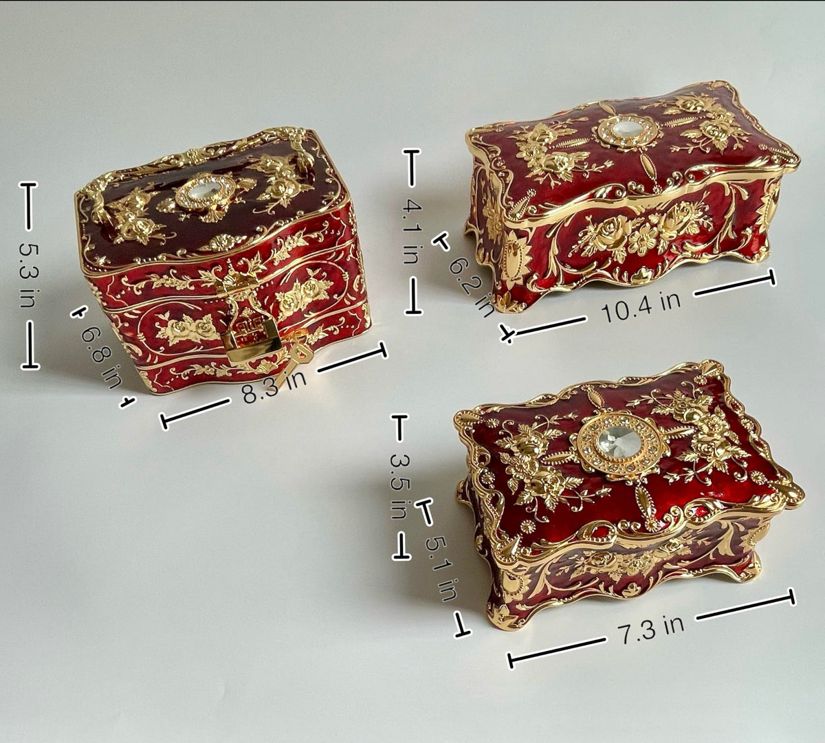Truewon Vintage Jewelry Chest Rose Pastoral Metal Box Gem Case