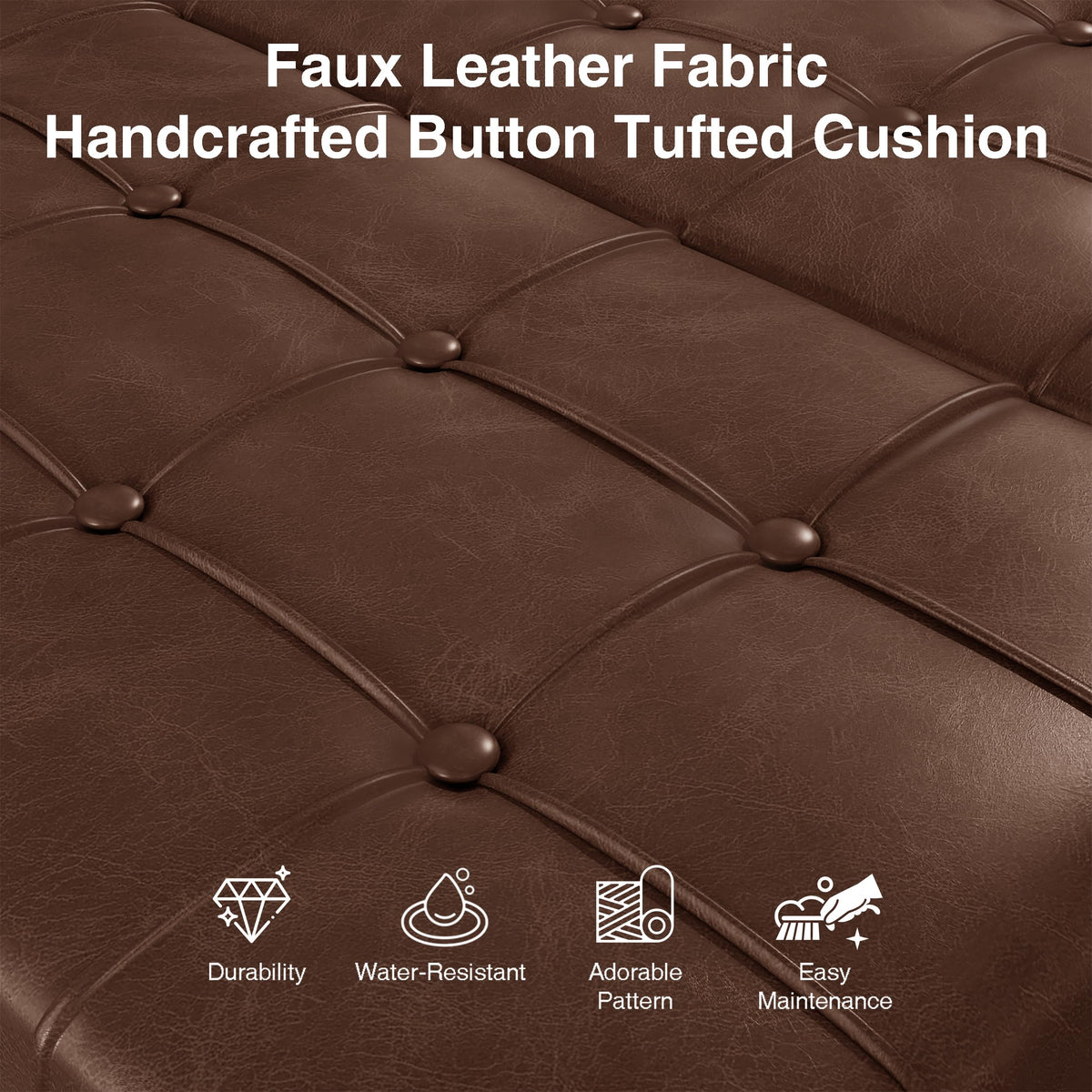 FiveWillowise 31.5 Inch Large Square Ottoman with Storage,Faux Leather