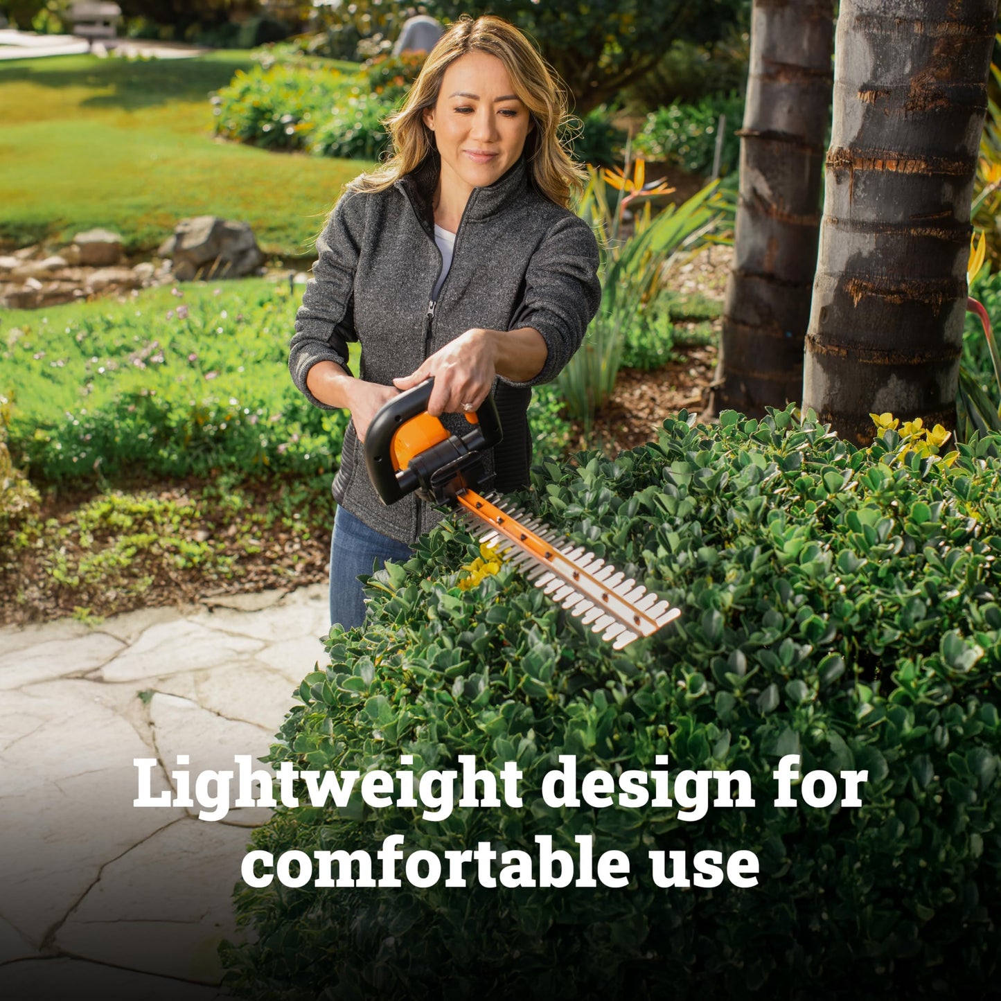 WORX 22" Cordless Hedge Trimmer, Electric Hedge Trimmer with Dual-Action Blades, Lightweight Bush Trimmer with 5.5 LBS, Battery & Charger Included, WG261