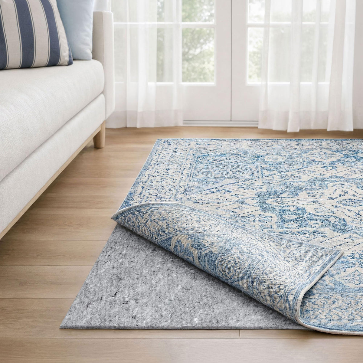 RUGPADUSA - Dual Surface - 8'x10' - 1/4" Thick - Felt + Rubber - Non-Slip Backing Rug Pad - Safe for All Floors