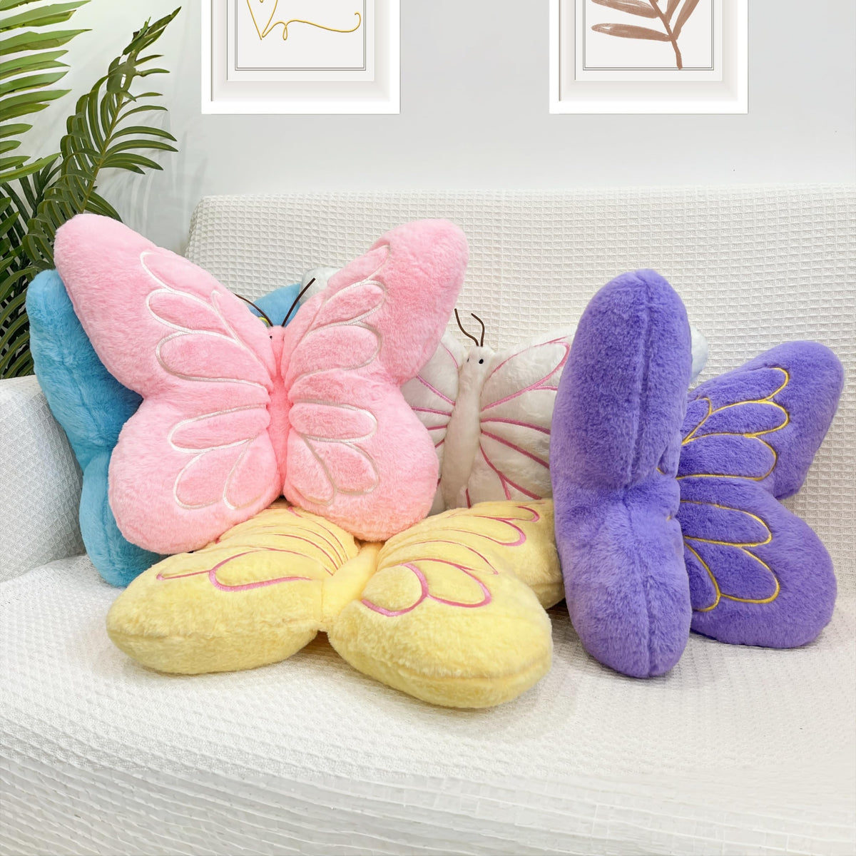 Pink Butterfly Shaped Pillow 16.9" Plush Cute Decorative Throw Pillows