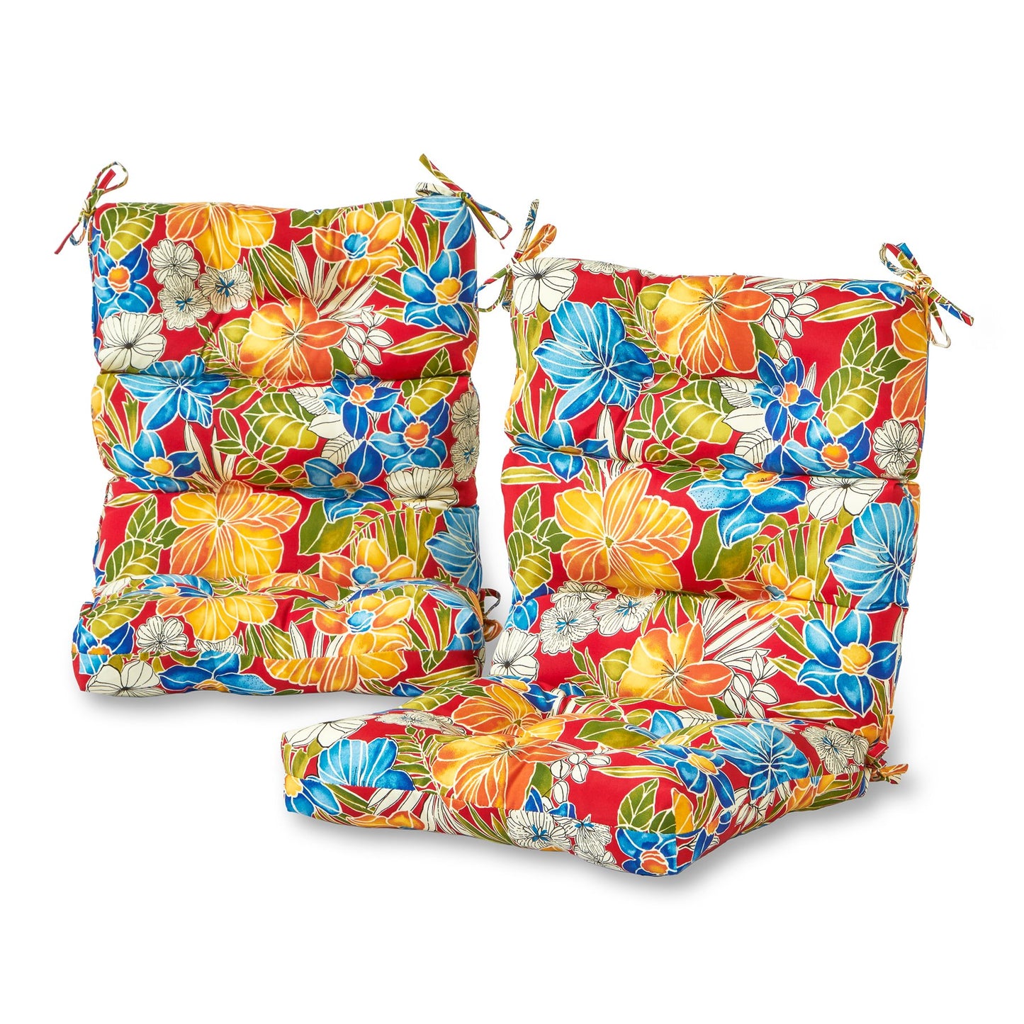 Greendale Home Fashions Outdoor 44x22-inch High Back Chair Cushions (Set of 2), Aloha Crimson