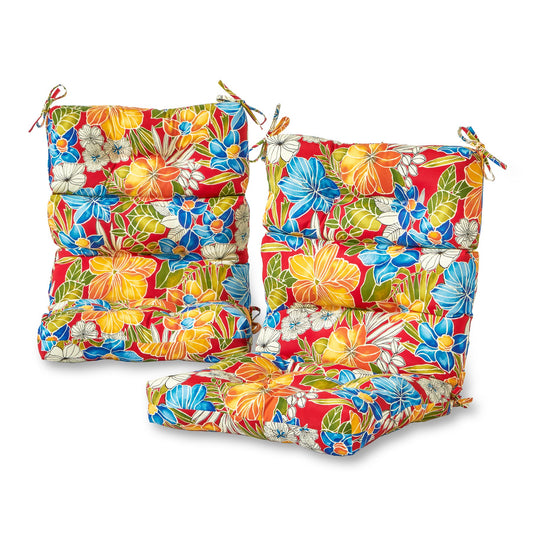 Greendale Home Fashions Outdoor 44x22-inch High Back Chair Cushions (Set of 2), Aloha Crimson