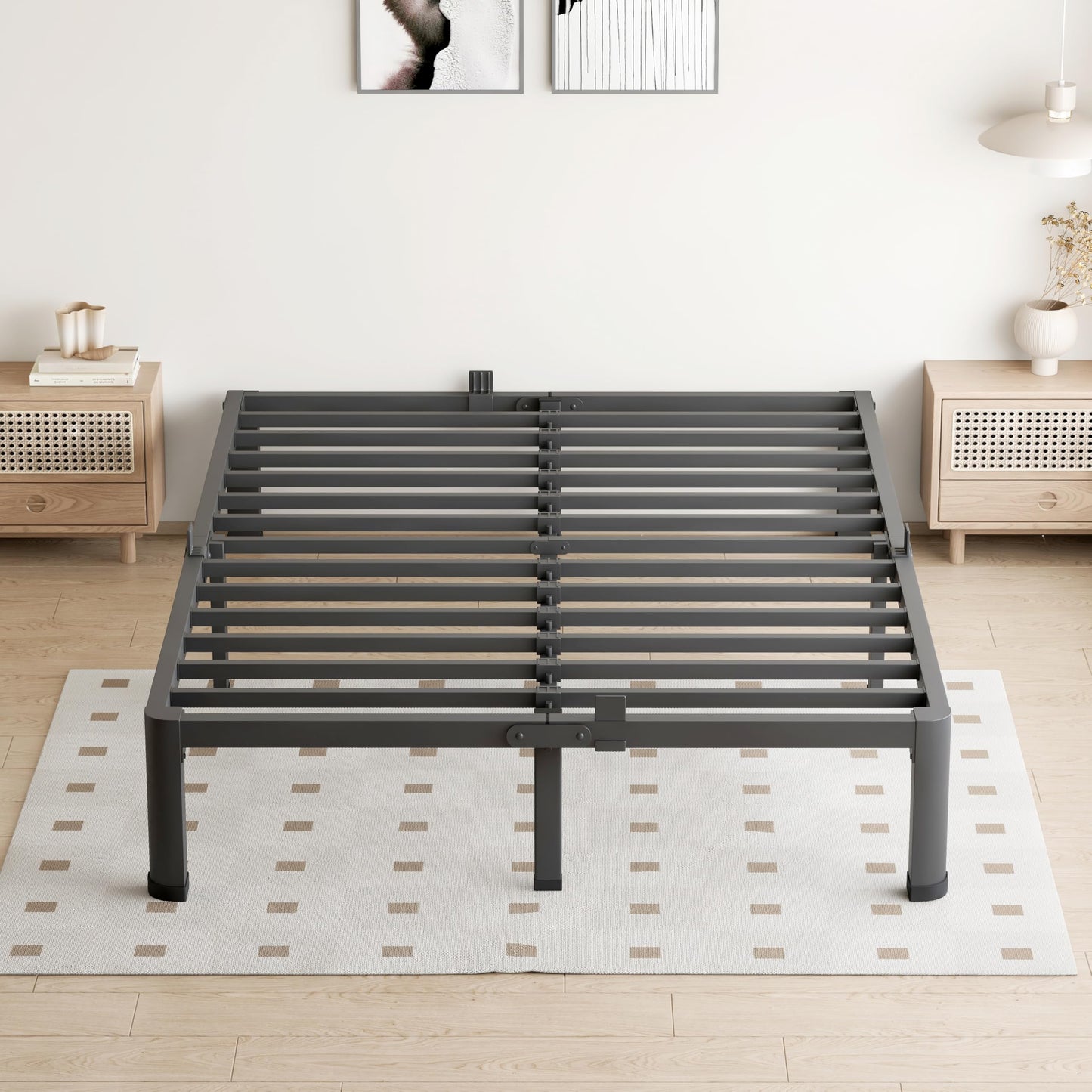 VIPSHOW 7 Inch King Size Bed Frame, 3500Lbs Heavy Duty Metal Platform with Round Corner Legs Mattress Slide Stopper, Steel Slat Support No Box Spring Needed, Noise Free, Non-Slip, Easy Assembly