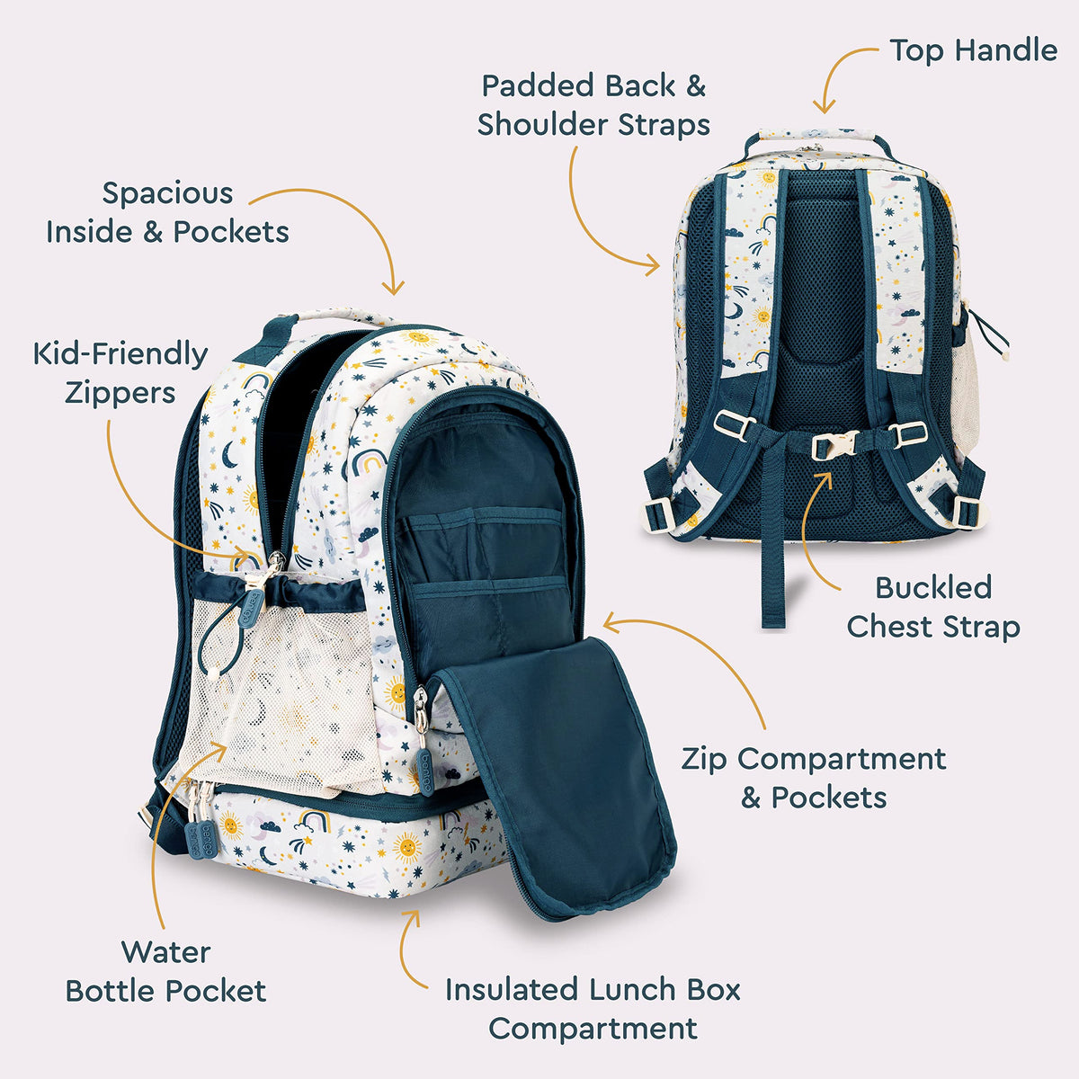Bentgo Kids 2-in-1 Backpack & Insulated Lunch Bag with Padded Straps