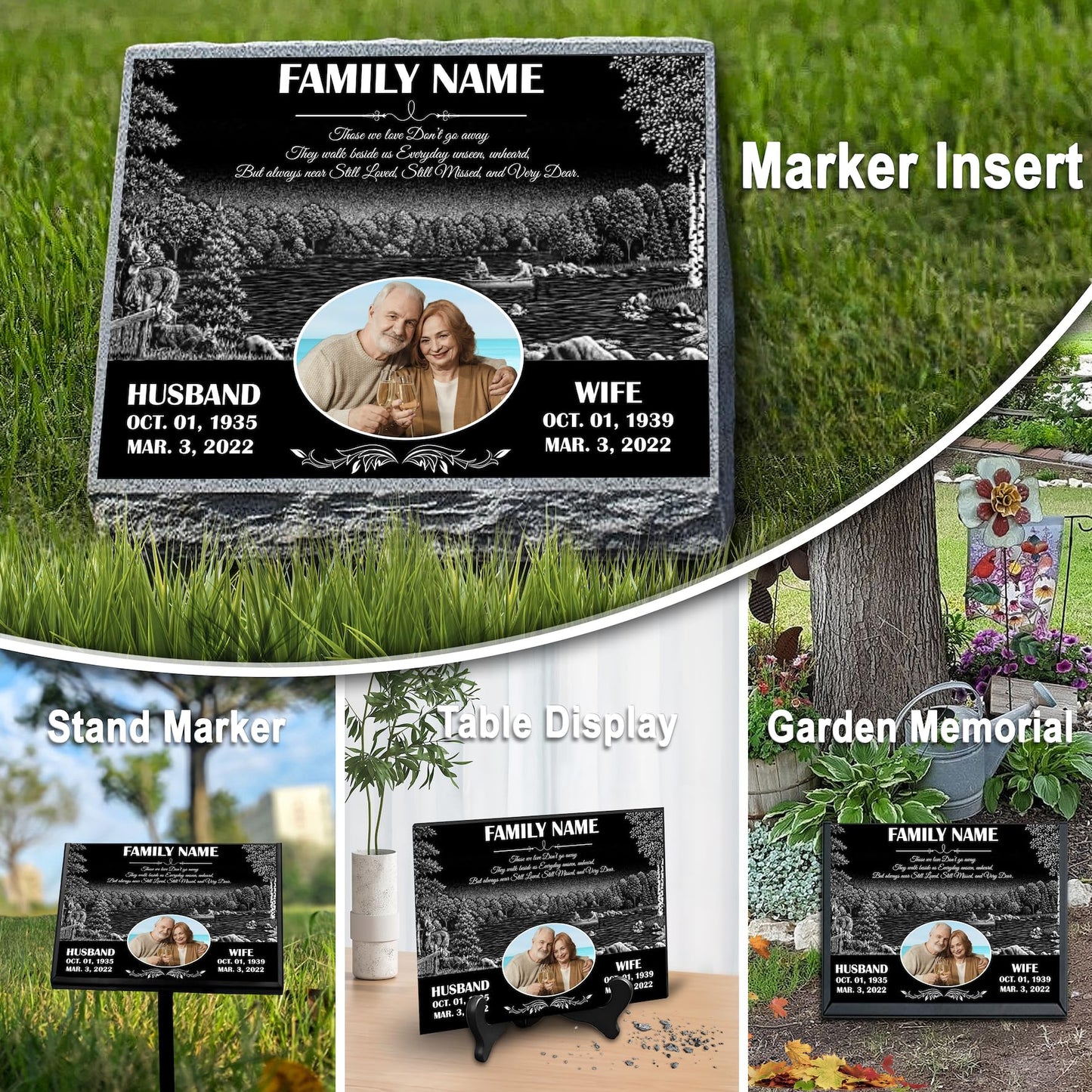 ADFSTONE 20x16 Double Headstones for Graves, Granite Memorial Plaque - Personalized Grave Markers, Headstones for Cemetery - Flat Head Stone Monuments, Memory Plaques for Loved Ones Lost