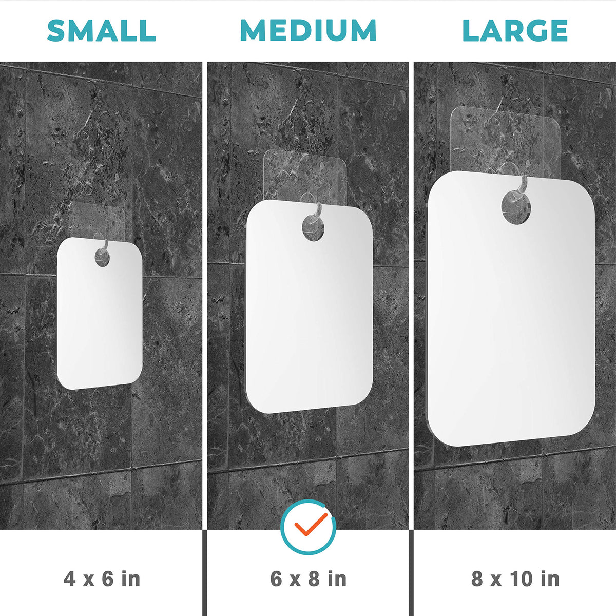 HONEYBULL Fogless Shower Mirror for Shaving, No Drill Mount, Compact 6x8in
