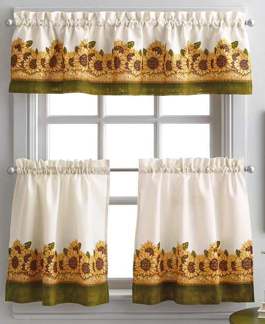 Curtainworks Sunflower Garden Tier & Valance Set, 56 x 36 Yellow, 3-Piece