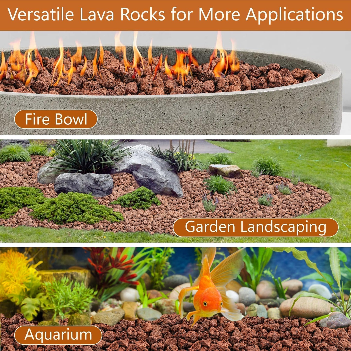 NUPICK 10lb Red Lava Rocks for Fire Pit, Volcanic Rock for Fireplace