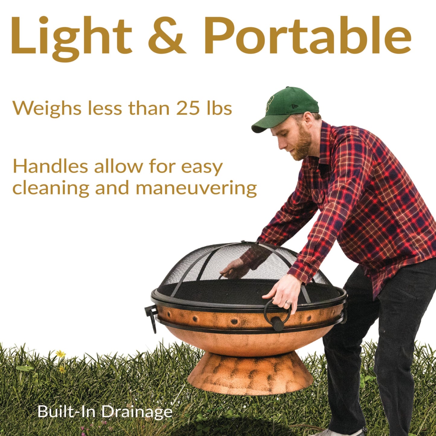 Sunnydaze 30-Inch Royal Cauldron Outdoor Patio Fire Pit, Copper Finish
