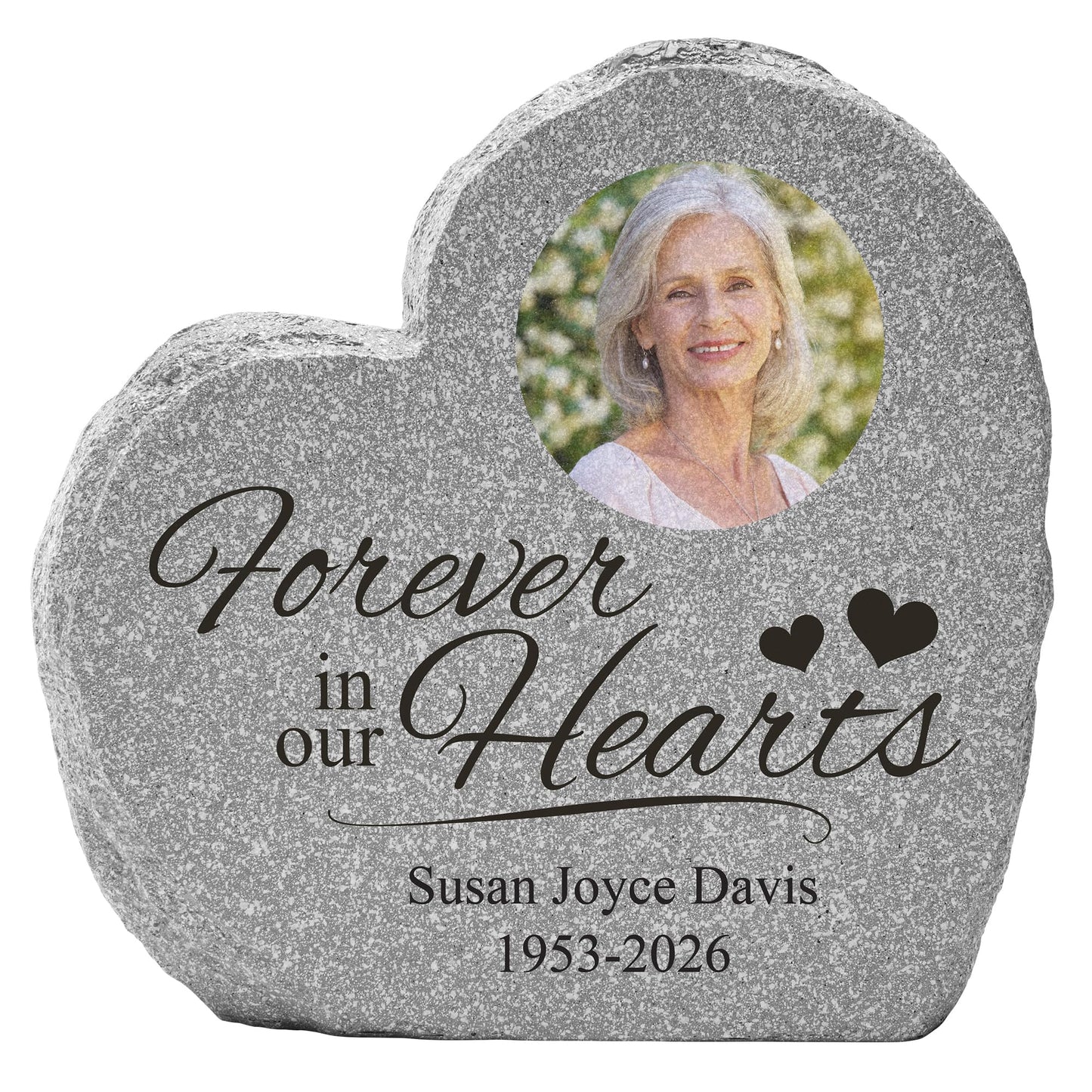 Let's Make Memories Personalized Memorial Garden Stone - Sympathy - Loss of Loved One - Condolences - Outdoor - Headstone - Durable Resin - Upright Garden Marker - Forever in Our Hearts