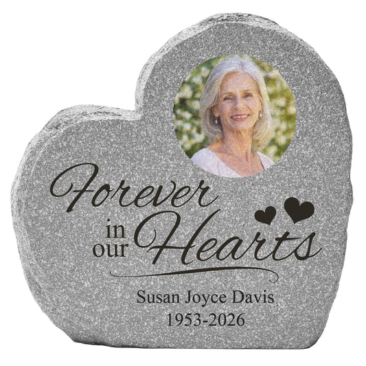 Let's Make Memories Personalized Memorial Garden Stone - Sympathy - Loss of Loved One - Condolences - Outdoor - Headstone - Durable Resin - Upright Garden Marker - Forever in Our Hearts