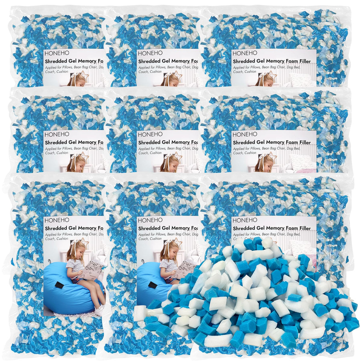 HONEHO 45LBS Shredded Memory Foam Filling Bean Bag Filler