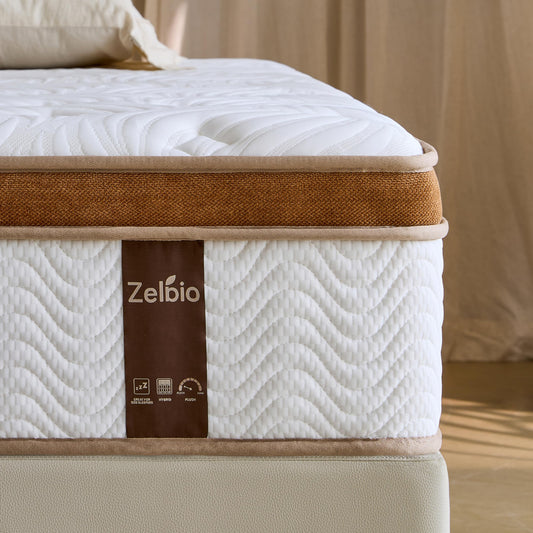 ZELBIO Full XL Hybrid Mattress, 12” Cooling Gel Memory Foam Mattress with Pocket Springs, Medium Firm, Breathable, Bed-in-a-Box