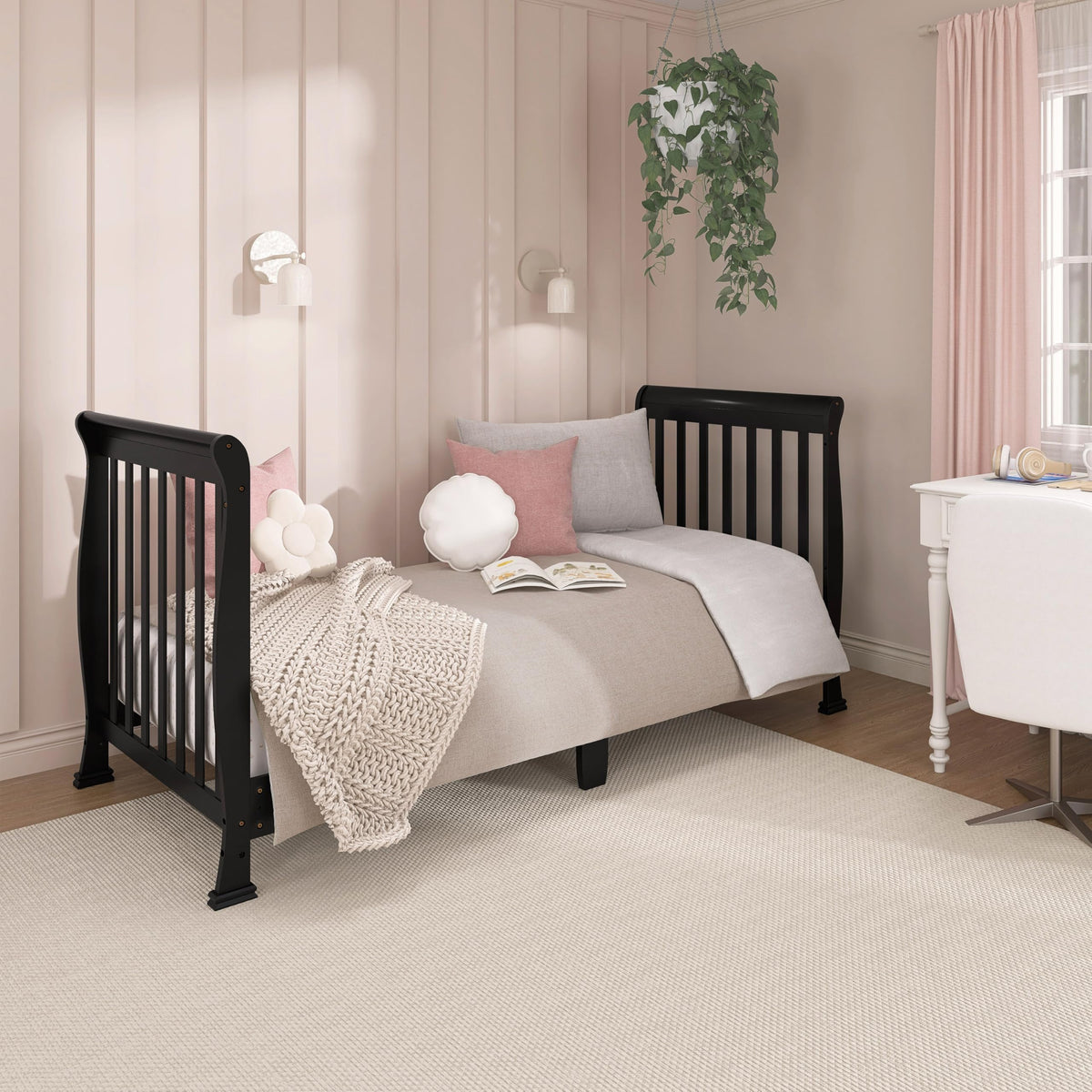 Dream On Me Violet 7-in-1 Crib to Full Size Bed, GREENGUARD Gold, Black