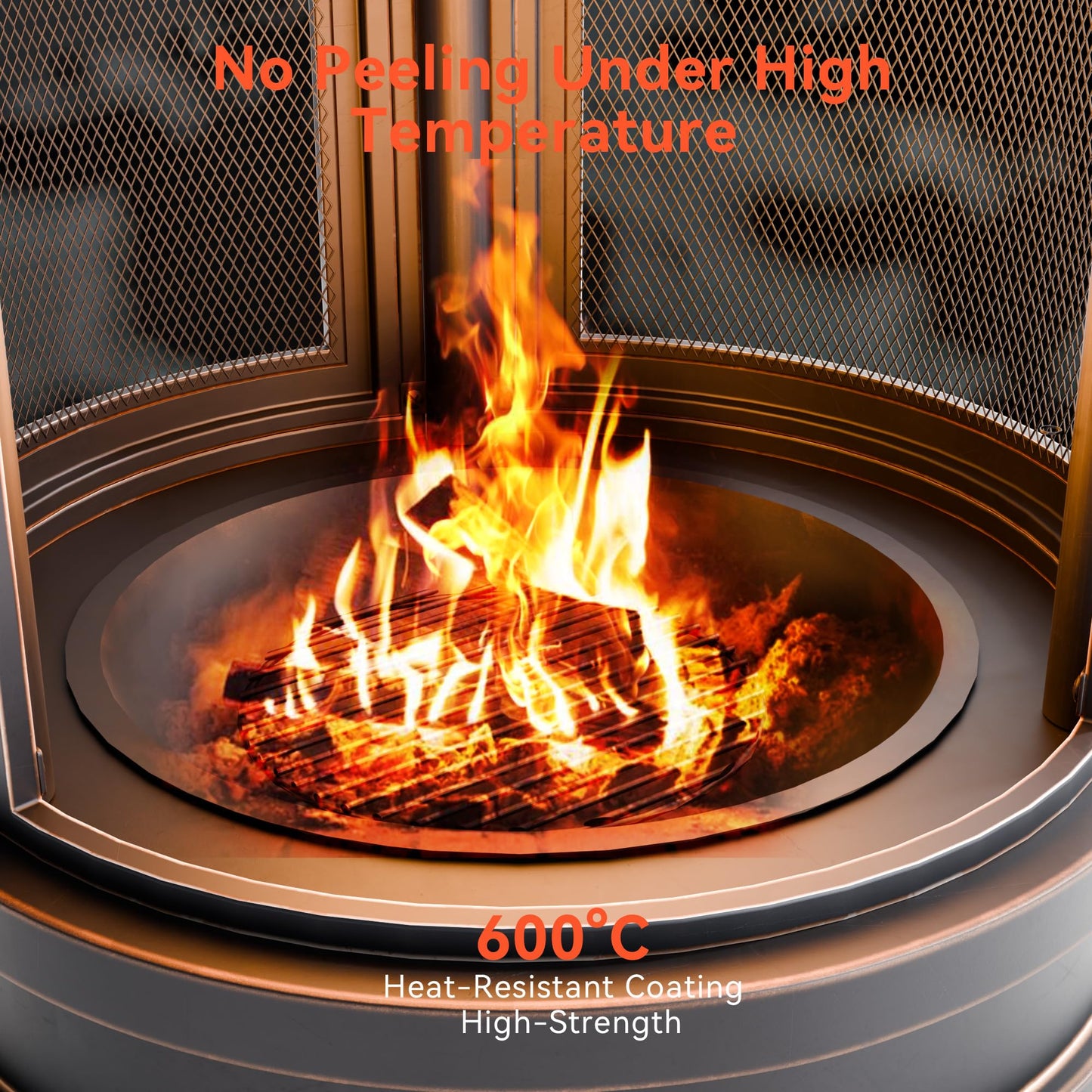 ASJMR Metal Outdoor Fire Pit for Outside Wood Burning，24 Inch Chiminea Outdoor Fireplace with Adjustable Grill Tray, Spark Screen Door & Fire Poker, for Patio, Garden, Backyard