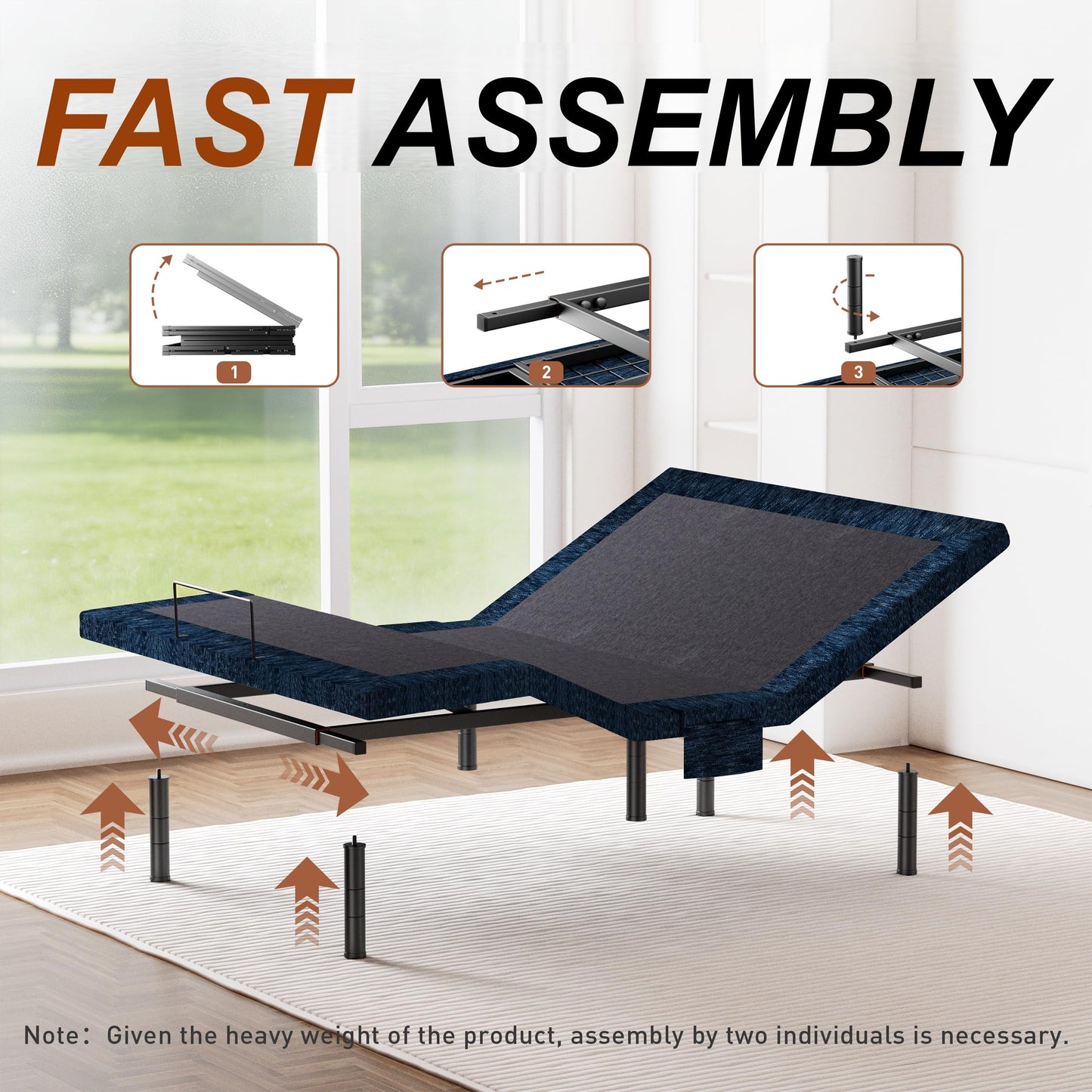 Zhumeiling Patented King Adjustable Bed Frame Wireless Remote Zero Gravity Anti-Snore Quiet Motor for Seniors