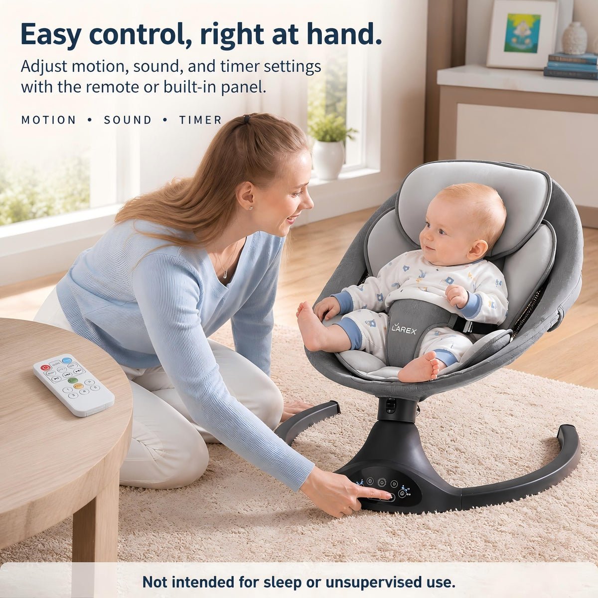 LAREX Baby Swing for Infants to Toddler with Remote Control & Bluetooth