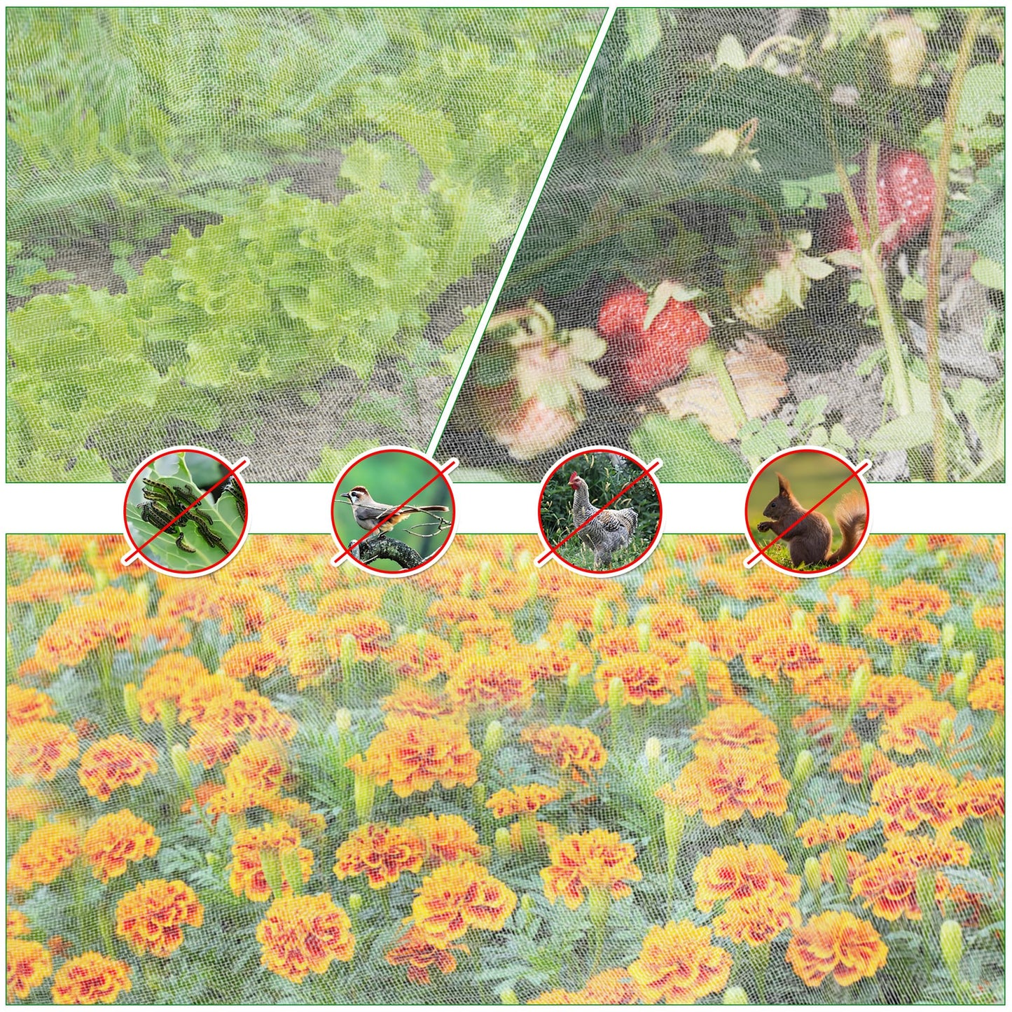 2 Pack Garden Netting for Raised Beds, 6x3 FT Mesh Plant Covers with Drawstring for Garden Protection, Raised Bed Bird Netting Pest Barrier Screen for Protecting Vegetables Fruits Flowers Crops