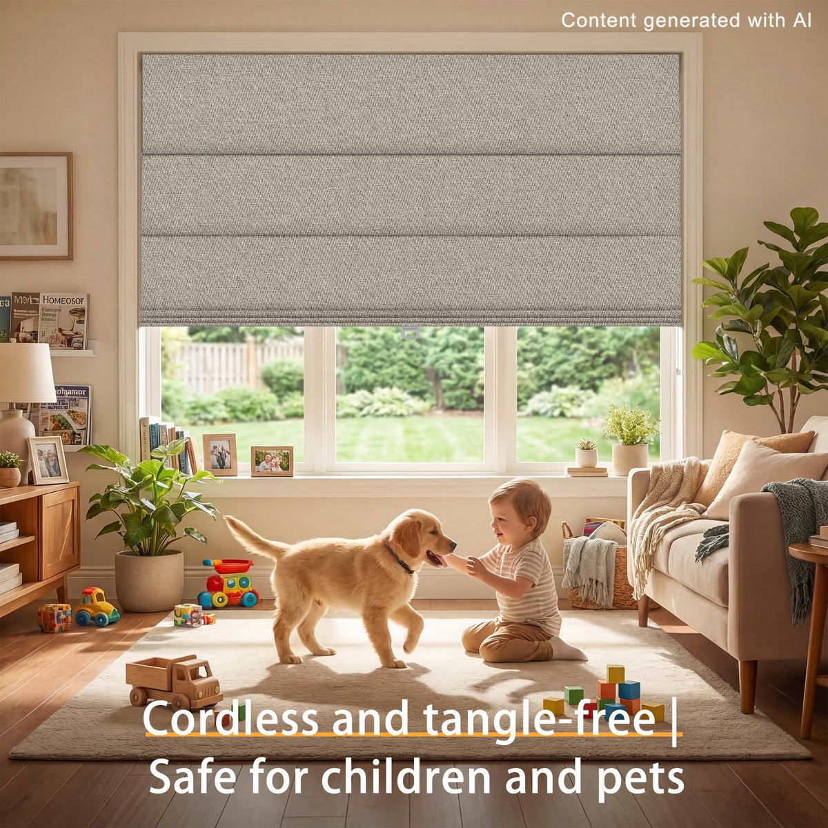 BERISSA Blackout Roman Shades for Indoor Windows Cordless,Pull Down Linen Fabric Roman Blinds,Privacy Window Shades for Door Windows,Bedroom,Office,Easy to Install,Light Brown,23" W x 64" H