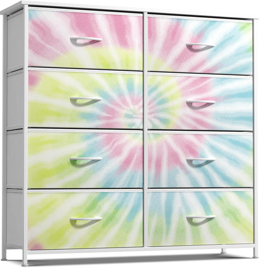 Sorbus Kids Dresser with 8 Drawers - Storage Unit Organizer Chest for Clothes - Bedroom, Kids Room, Nursery, & Closet (Tie-Dye, 31.5 x 12 x 32-8 Drawer)