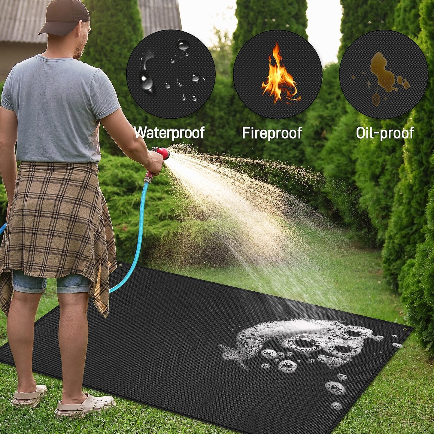 TOHONFOO 90 x 48 in Extra Large Grill Mat for Outdoor Grill - Grilling Mats for Outdoor Grill to Protect The Deck, Patio, Pavers - Easy to Clean BBQ Mats - 0.6mm