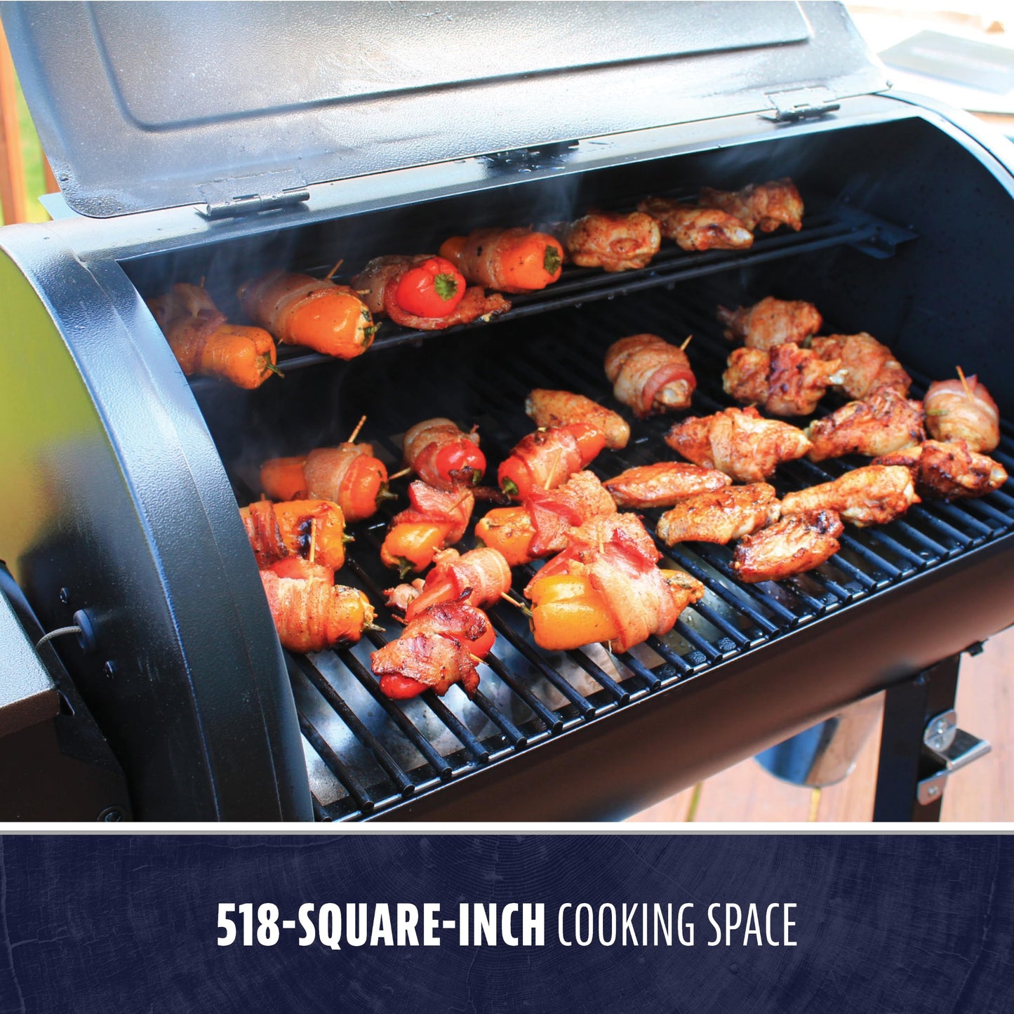 Pit Boss 440 Mahogany Series Wood Pellet Grill & Smoker with Flame Broiler and LED Digital Controller, 518-Sq. In. Cooking Space, 180°F to 500°F Temperature Range, 5 lb. Pellet Hopper, Brown