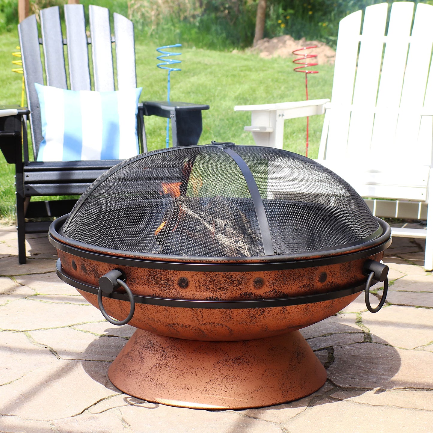 Sunnydaze 30-Inch Royal Cauldron Outdoor Patio Fire Pit, Copper Finish